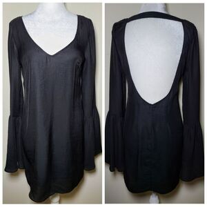 Show Me Your MuMu|Black Bell Sleeve Strappy Back Dress, SMALL